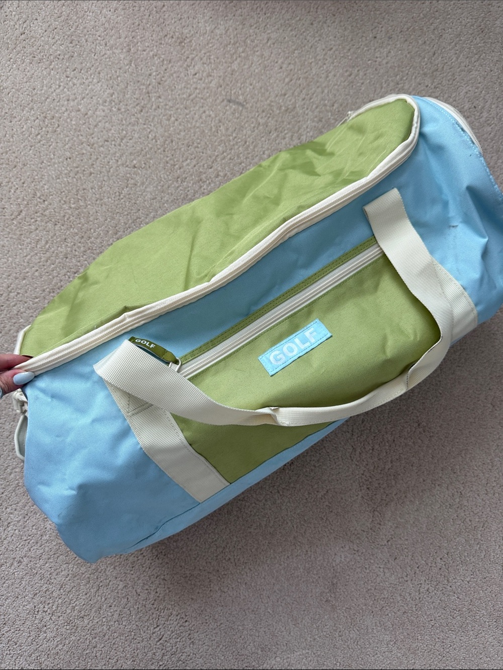 Lightly used GOLF wang blue and green duffel bag